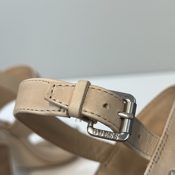 Guess Cheree Tan Leather Studded Heeled Sandals Size 7 - Picture 11 of 15